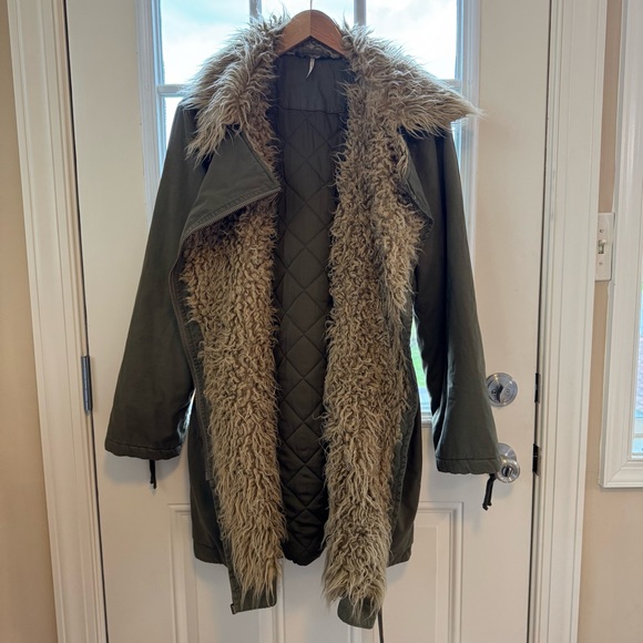 Free People Fur Lined Extreme Moto Parka sz Extra Small - Picture 11 of 15
